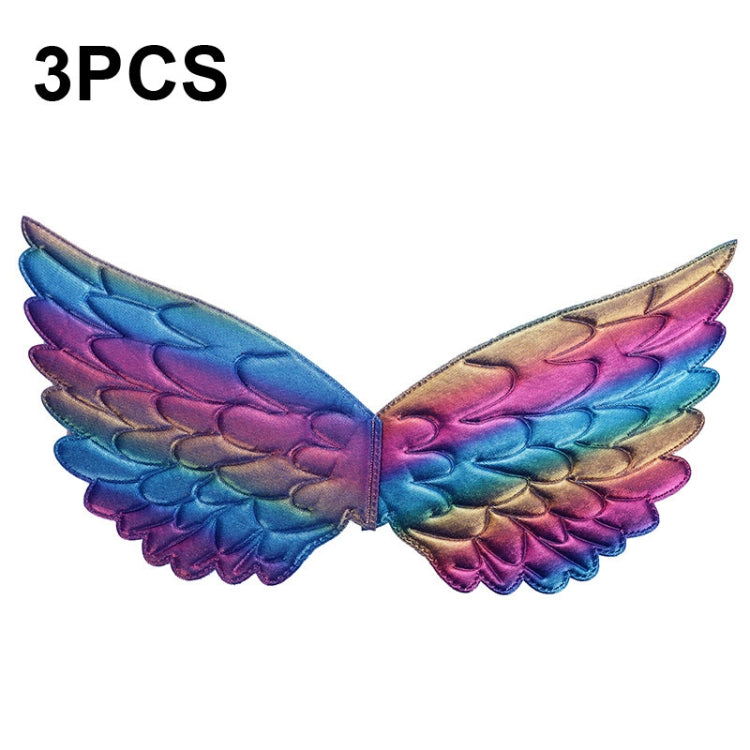 3 PCS Children Prom Dress Up Wings Elf Colorful Wings Party Costume Props, 3 PCS Fantasy Rainbow, 3 PCS Fantasy White, 3 PCS Light Rainbow, 3 PCS Deep Rainbow, 3 PCS Gold, 3 PCS Black, 3 PCS Red, 3 PCS Silver, 3 PCS White, 3 PCS Deep Purple