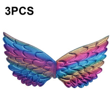 Load image into Gallery viewer, 3 PCS Children Prom Dress Up Wings Elf Colorful Wings Party Costume Props, 3 PCS Fantasy Rainbow, 3 PCS Fantasy White, 3 PCS Light Rainbow, 3 PCS Deep Rainbow, 3 PCS Gold, 3 PCS Black, 3 PCS Red, 3 PCS Silver, 3 PCS White, 3 PCS Deep Purple