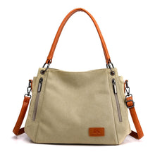 Load image into Gallery viewer, T-1983 Ladies Large Capacity Canvas Shoulder Bag, Khaki, Black, Grey, Brown, Purple Coffee