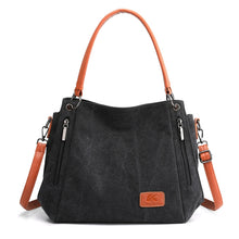 Load image into Gallery viewer, T-1983 Ladies Large Capacity Canvas Shoulder Bag, Khaki, Black, Grey, Brown, Purple Coffee