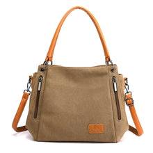 Load image into Gallery viewer, T-1983 Ladies Large Capacity Canvas Shoulder Bag, Khaki, Black, Grey, Brown, Purple Coffee