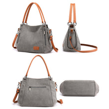 Load image into Gallery viewer, T-1983 Ladies Large Capacity Canvas Shoulder Bag, Khaki, Black, Grey, Brown, Purple Coffee