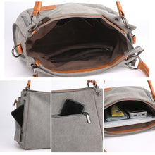 Load image into Gallery viewer, T-1983 Ladies Large Capacity Canvas Shoulder Bag, Khaki, Black, Grey, Brown, Purple Coffee