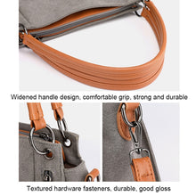 Load image into Gallery viewer, T-1983 Ladies Large Capacity Canvas Shoulder Bag, Khaki, Black, Grey, Brown, Purple Coffee