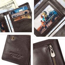 Load image into Gallery viewer, HUMERPAUL BP992 RFID Anti-Magnetic Multi-Card Position Zipper Coin Purse Leather Men Wallet, BP992 Brown, BP992 Black, BP992 Dark Brown