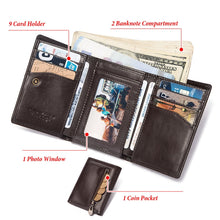 Load image into Gallery viewer, HUMERPAUL BP992 RFID Anti-Magnetic Multi-Card Position Zipper Coin Purse Leather Men Wallet, BP992 Brown, BP992 Black, BP992 Dark Brown