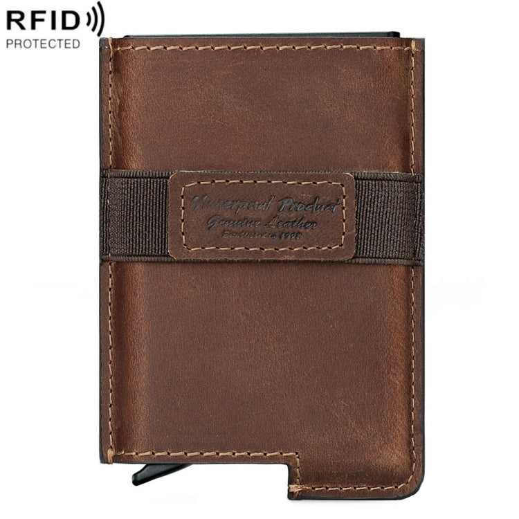 HUMERPAUL BP977 RFID Anti-Theft Card Box Leather Automatic Credit Card Set, BP977 Brown, BP977 Black, BP977 Dark Brown