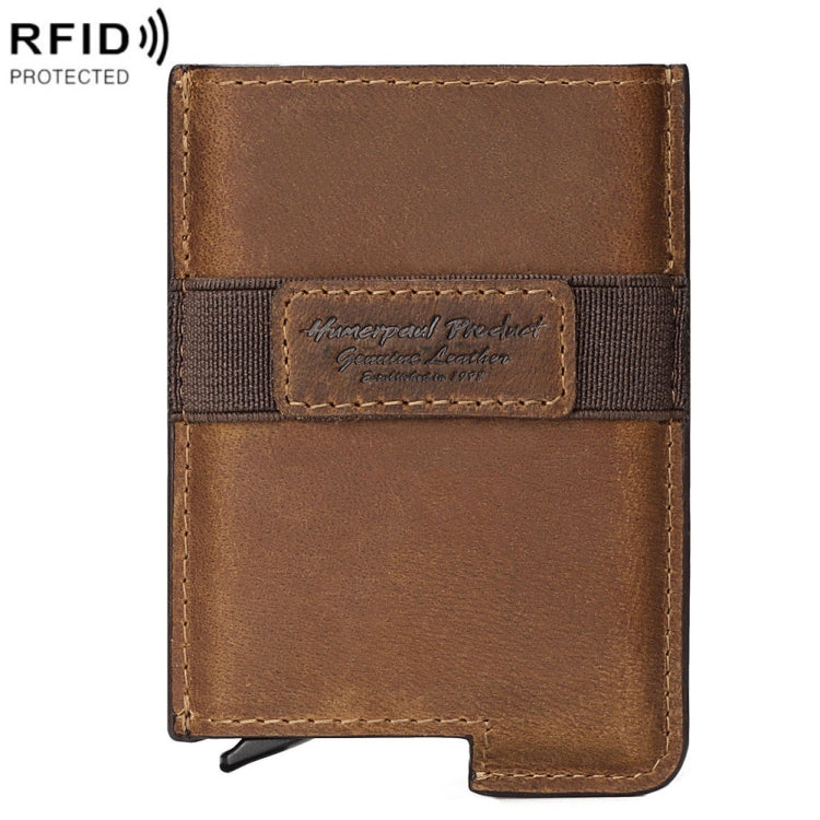 HUMERPAUL BP977 RFID Anti-Theft Card Box Leather Automatic Credit Card Set, BP977 Brown, BP977 Black, BP977 Dark Brown