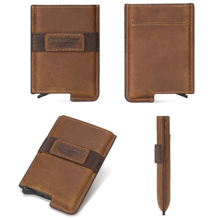 HUMERPAUL BP977 RFID Anti-Theft Card Box Leather Automatic Credit Card Set, BP977 Brown, BP977 Black, BP977 Dark Brown