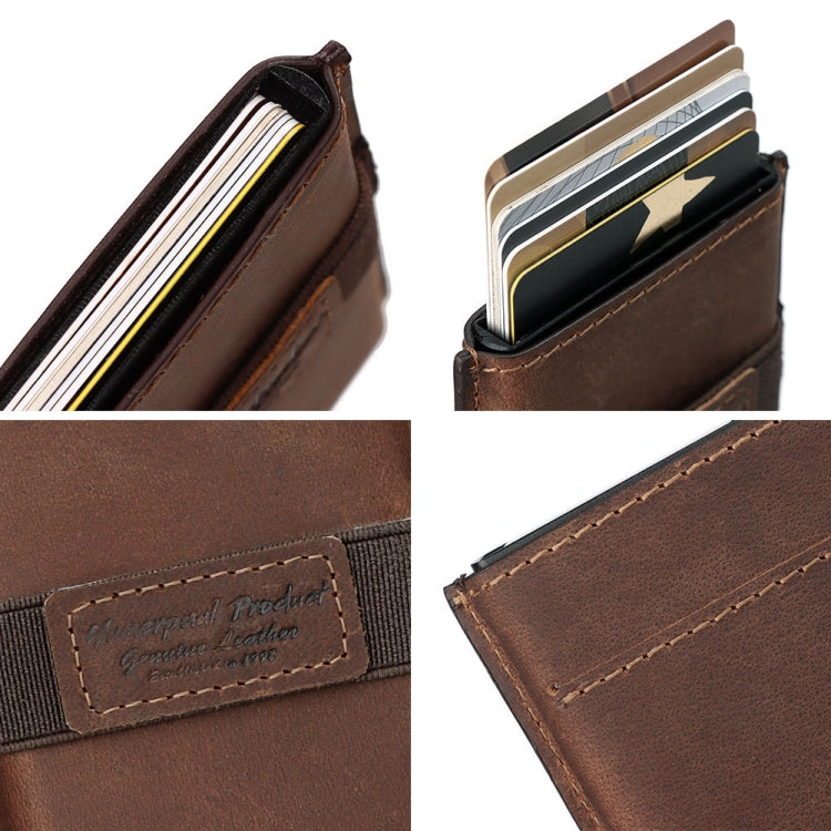HUMERPAUL BP977 RFID Anti-Theft Card Box Leather Automatic Credit Card Set, BP977 Brown, BP977 Black, BP977 Dark Brown