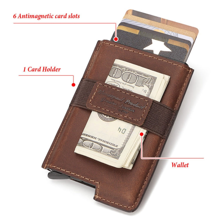 HUMERPAUL BP977 RFID Anti-Theft Card Box Leather Automatic Credit Card Set, BP977 Brown, BP977 Black, BP977 Dark Brown