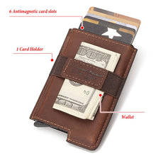 Load image into Gallery viewer, HUMERPAUL BP977 RFID Anti-Theft Card Box Leather Automatic Credit Card Set, BP977 Brown, BP977 Black, BP977 Dark Brown
