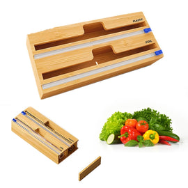 Aluminum Foil Wrap Dispenser Wood Storage Box for Kitchen Drawer,Style:, Two Slots, Three Slots