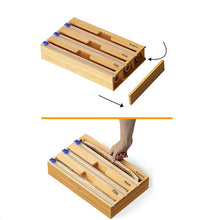 Load image into Gallery viewer, Aluminum Foil Wrap Dispenser Wood Storage Box for Kitchen Drawer,Style:, Two Slots, Three Slots