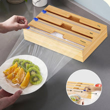 Load image into Gallery viewer, Aluminum Foil Wrap Dispenser Wood Storage Box for Kitchen Drawer,Style:, Two Slots, Three Slots
