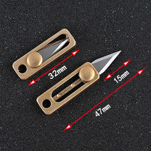 Load image into Gallery viewer, Brass Mini Knife Carry-on EDC Keychain Pendant Push-pull Unpacking Knife, Brass