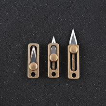 Load image into Gallery viewer, Brass Mini Knife Carry-on EDC Keychain Pendant Push-pull Unpacking Knife, Brass