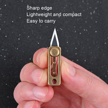 Load image into Gallery viewer, Brass Mini Knife Carry-on EDC Keychain Pendant Push-pull Unpacking Knife, Brass