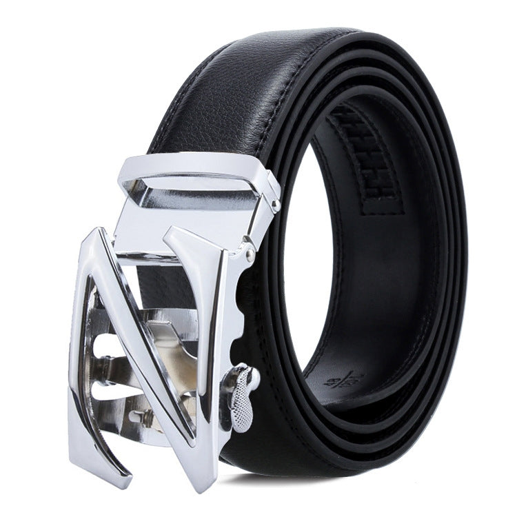 Dandali Casual Men Automatic Buckle Belt Business Soft Leather Pants Band