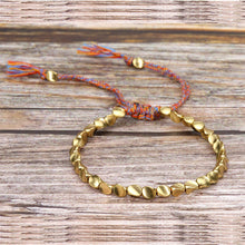 Load image into Gallery viewer, Hand Woven Irregular Copper Bead Bracelet Jewelry, Matte, Light, Light Red Rope