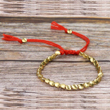 Load image into Gallery viewer, Hand Woven Irregular Copper Bead Bracelet Jewelry, Matte, Light, Light Red Rope
