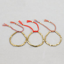 Load image into Gallery viewer, Hand Woven Irregular Copper Bead Bracelet Jewelry, Matte, Light, Light Red Rope