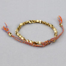 Load image into Gallery viewer, Hand Woven Irregular Copper Bead Bracelet Jewelry, Matte, Light, Light Red Rope