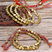 Load image into Gallery viewer, Hand Woven Irregular Copper Bead Bracelet Jewelry, Matte, Light, Light Red Rope