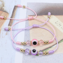 Load image into Gallery viewer, Devil Eye Adjustable Crystal Beaded Bracelet