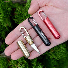 Load image into Gallery viewer, Keychain Pendant Small Knife Portable Art Cutting Knife, Bronze, Aluminum Alloy Black, Aluminum Alloy Red