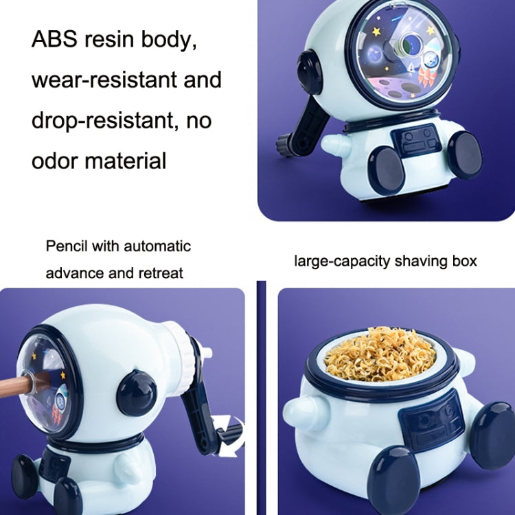 Cartoon Hand-cranked Automatic Pencil Sharpener, Style:, Astronaut (Dark Blue), Astronaut (Light Blue), Astronaut (Pink), Little Rocket (Sky Blue), Little Rocket (Deep Sea Blue), Little Dinosaur (Dark Blue), Little Dinosaur (Lauret Green)