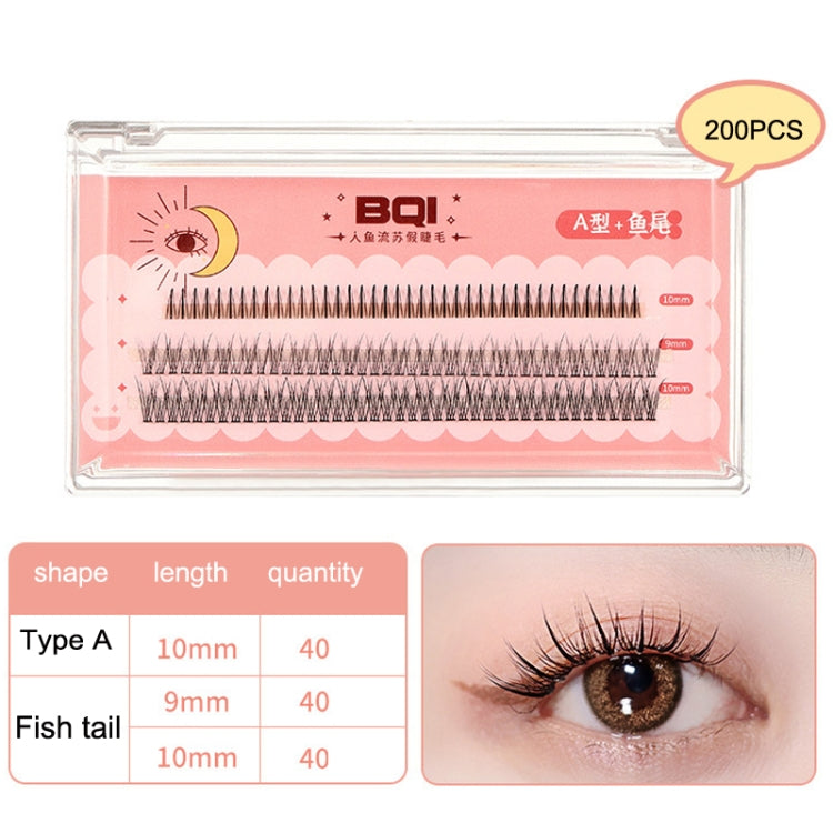BQI B7229 Lightweight Natural Curling Three-dimensional Slim False Eyelashes, Style:, Type A+Fishtail (120PCS), Type A+Fishtail (200PCS)
