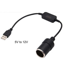 Load image into Gallery viewer, 2 PCS Car USB to Cigarette Lighter Socket 5V to 12V Boost Power Adapter Cable, 35cm, 60cm, 120cm