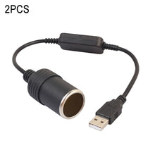 Load image into Gallery viewer, 2 PCS Car USB to Cigarette Lighter Socket 5V to 12V Boost Power Adapter Cable, 35cm, 60cm, 120cm