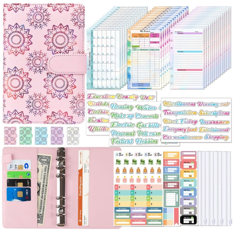 A6 Cash Budget Book Schedule Weekly Plan Monthly Plan Loose-leaf Notepad, White, Pink, Blue, Purple, Green