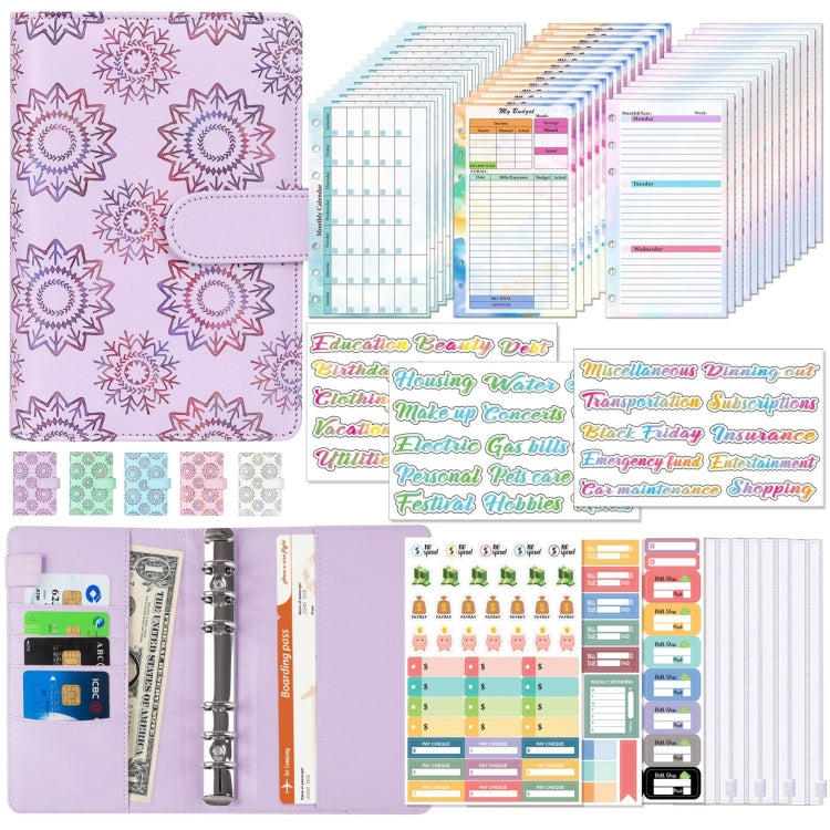 A6 Cash Budget Book Schedule Weekly Plan Monthly Plan Loose-leaf Notepad, White, Pink, Blue, Purple, Green