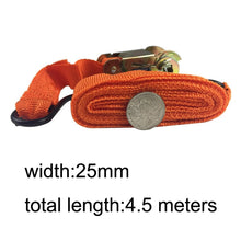 Load image into Gallery viewer, 4PCS 15 Inch Tensioner Ratchet Strap Car Ratchet Thread Tensioner, Orange, Black