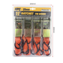 Load image into Gallery viewer, 4PCS 15 Inch Tensioner Ratchet Strap Car Ratchet Thread Tensioner, Orange, Black