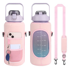 Load image into Gallery viewer, 2L Diving Material Water Bottle Cover Case with Strap, Black Metal Buckle, Black, Pink Glue Buckle, Pink Metal Buckle