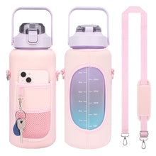Load image into Gallery viewer, 2L Diving Material Water Bottle Cover Case with Strap, Black Metal Buckle, Black, Pink Glue Buckle, Pink Metal Buckle