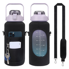 Load image into Gallery viewer, 2L Diving Material Water Bottle Cover Case with Strap, Black Metal Buckle, Black, Pink Glue Buckle, Pink Metal Buckle