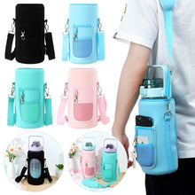 Load image into Gallery viewer, 2L Diving Material Water Bottle Cover Case with Strap, Black Metal Buckle, Black, Pink Glue Buckle, Pink Metal Buckle