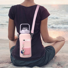 Load image into Gallery viewer, 2L Diving Material Water Bottle Cover Case with Strap, Black Metal Buckle, Black, Pink Glue Buckle, Pink Metal Buckle