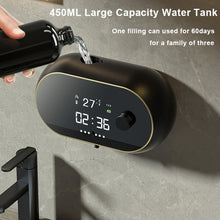 Load image into Gallery viewer, W2 Wall-mounted USB Charging  Automatic Foam Soap Dispenser With Time Temperature Display, White, Black