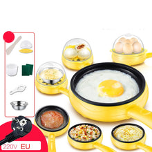 Load image into Gallery viewer, 350W Electric Egg Omelette Cooker Frying Pan Steamer Cooker,EU Plug,Style:, Single Layer Set Yellow, Double Layer Set Yellow, Pan+Wood Shovel Yellow, Single Layer Set Pink, Double Layer Set Pink, Pan+Wood Shovel Pink