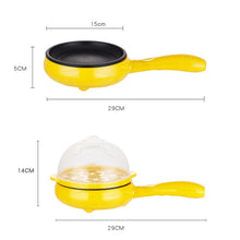 Load image into Gallery viewer, 350W Electric Egg Omelette Cooker Frying Pan Steamer Cooker,EU Plug,Style:, Single Layer Set Yellow, Double Layer Set Yellow, Pan+Wood Shovel Yellow, Single Layer Set Pink, Double Layer Set Pink, Pan+Wood Shovel Pink