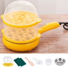 Load image into Gallery viewer, 350W Electric Egg Omelette Cooker Frying Pan Steamer Cooker,EU Plug,Style:, Single Layer Set Yellow, Double Layer Set Yellow, Pan+Wood Shovel Yellow, Single Layer Set Pink, Double Layer Set Pink, Pan+Wood Shovel Pink