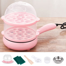 Load image into Gallery viewer, 350W Electric Egg Omelette Cooker Frying Pan Steamer Cooker,EU Plug,Style:, Single Layer Set Yellow, Double Layer Set Yellow, Pan+Wood Shovel Yellow, Single Layer Set Pink, Double Layer Set Pink, Pan+Wood Shovel Pink