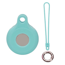 Locator Storage Silicone Cover With Hand Strap For AirTag 2nd Gen / AirTag 1st Gen, Mint Green, Pink, Black, Red, Yellow, Orange, Brown, Ink Green, Denim Blue, Coral Color, Dark Gray, White, Transparent, Noon Blue, Luminous Blue, Luminous Green