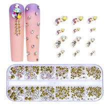 Load image into Gallery viewer, 12 Grid Flat Bottom Shaped Nail Rhinestones Nail Decoration, 01, 02, 03, 04, 05, 06, 07, 08, 09, 10, 11, 12, 13, 14, 15, 16, 17, 18, 19, 20, 21, 22, 23, 24, 25, 26, 27, 28